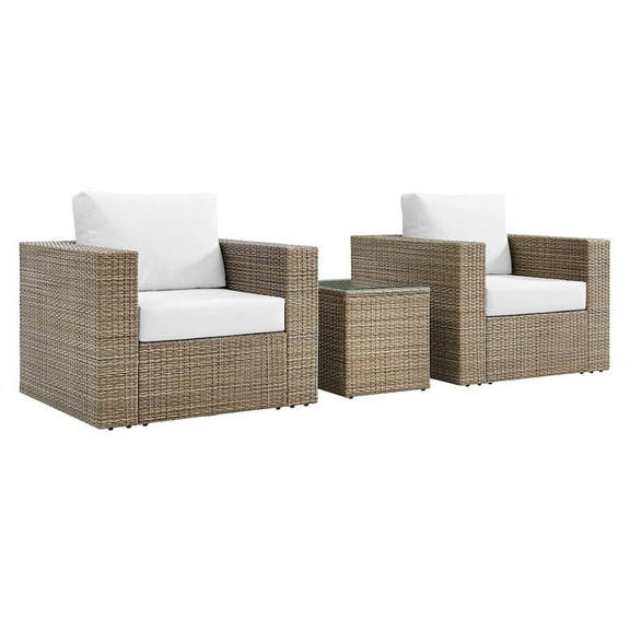 Modway Convene 3-Piece Outdoor Patio Furniture Set in Cappuccino White