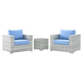 thumbnail image 1 of Modway Convene 3-Piece Modern Fabric/Rattan Outdoor Set in Light Gray/Light Blue, 1 of 3