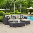 thumbnail image 1 of Modway Convene 3 Piece Outdoor Patio Sofa Set in Espresso Beige, 1 of 6