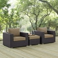 thumbnail image 1 of Modway Convene 3 Piece Outdoor Patio Sofa Set in Espresso Mocha, 1 of 6