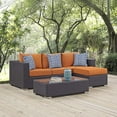 thumbnail image 1 of Modway Convene 3 Piece Outdoor Patio Sofa Set in Espresso Orange, 1 of 6