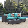 thumbnail image 1 of Modway Convene 3 Piece Outdoor Patio Sofa Set in Espresso Turquoise, 1 of 6