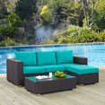 thumbnail image 1 of Modway Convene 3 Piece Outdoor Patio Sofa Set in Espresso Turquoise, 1 of 7