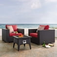 thumbnail image 1 of Modway Convene 3 Piece Set Outdoor Patio with Fire Pit in Espresso Red, 1 of 8