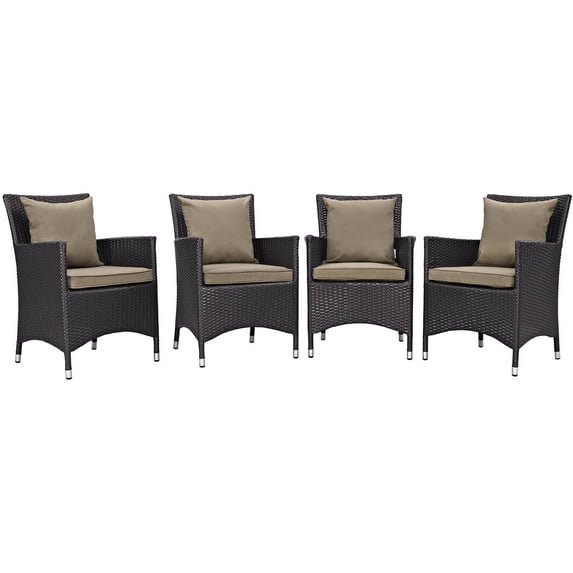 Modway Convene 4 Piece Outdoor Patio Dining Set in Espresso Mocha
