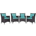 thumbnail image 1 of Modway Convene 4 Piece Outdoor Patio Dining Set in Espresso Turquoise, 1 of 6