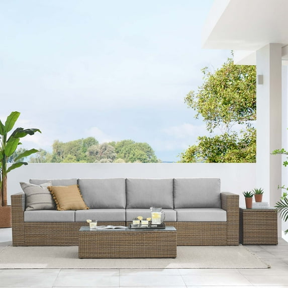 Modway Convene 4-Piece Outdoor Patio Furniture Set in Cappuccino Gray