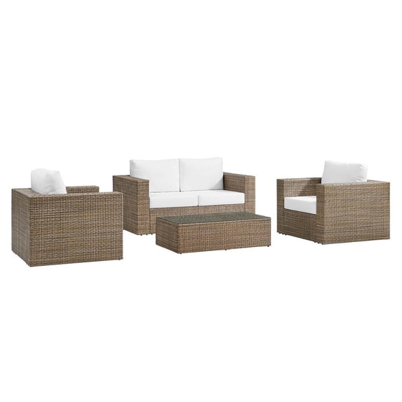 Modway Convene 4-Piece Outdoor Patio Furniture Set in Cappuccino White
