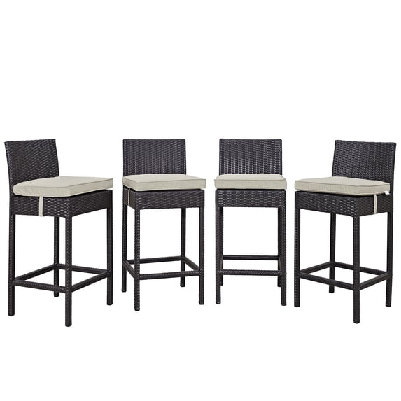 Modway Convene 4 Piece Outdoor Patio Pub Set in Espresso Beige