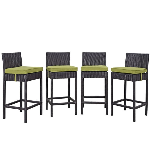 Modway Convene 4 Piece Outdoor Patio Pub Set in Espresso Peridot