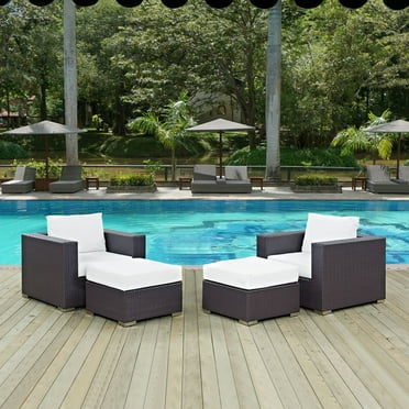 Modway Convene 4 Piece Outdoor Patio Sectional Set in Espresso White