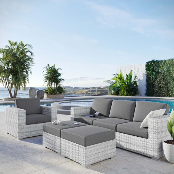 Modway Convene 4-Piece Outdoor Patio Set in Light Gray Charcoal