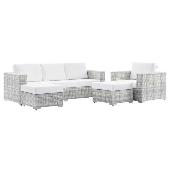 Modway Convene 4-Piece Outdoor Patio Set in Light Gray White