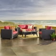 thumbnail image 1 of Modway Convene 4 Piece Set Outdoor Patio with Fire Pit in Espresso Red, 1 of 9
