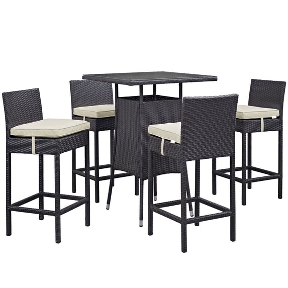 Modway Convene 5 Piece Outdoor Patio Pub Set, Multiple Colors