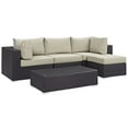 thumbnail image 1 of Modway Convene 5 Piece Outdoor Patio Sectional Set in Espresso Beige, 1 of 15