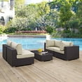 thumbnail image 1 of Modway Convene 5 Piece Outdoor Patio Sectional Set in Espresso Beige, 1 of 8