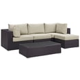 thumbnail image 1 of Convene 5 Piece Outdoor Patio Sectional Set, Espresso Beige, 1 of 8