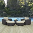 thumbnail image 1 of Modway Convene 5-Piece Aluminum and Rattan Patio Sectional Set in Espresso/Beige, 1 of 7