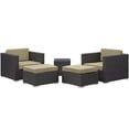 thumbnail image 1 of Modway Convene 5-Piece Aluminum Rattan Patio Sectional Set in Espresso/Mocha, 1 of 8
