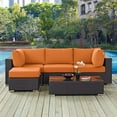 thumbnail image 1 of Modway Convene 5 Piece Outdoor Patio Sectional Set in Espresso Orange, 1 of 8