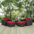 thumbnail image 1 of Modway Convene 5 Piece Outdoor Patio Sectional Set in Espresso Red, 1 of 6