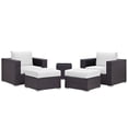 thumbnail image 1 of Modway Convene 5-Piece Aluminum and Rattan Patio Sectional Set in Espresso/White, 1 of 7