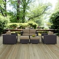 thumbnail image 1 of Modway Convene 5 Piece Outdoor Patio Sofa Set in Espresso Mocha, 1 of 7