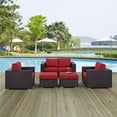 thumbnail image 1 of Modway Convene 5 Piece Outdoor Patio Sofa Set in Espresso Red, 1 of 7