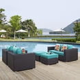 thumbnail image 1 of Modway Convene 5 Piece Outdoor Patio Sofa Set in Espresso Turquoise, 1 of 6