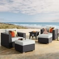 thumbnail image 1 of Modway Convene 5 Piece Set Outdoor Patio with Fire Pit in Espresso White, 1 of 10