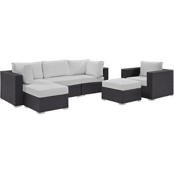 Modway Convene 6 Piece Outdoor Patio Sectional Set in Espresso White