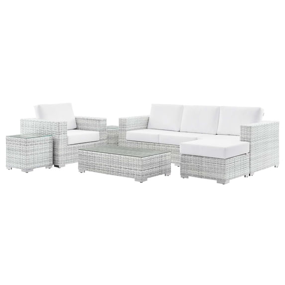 Modway Convene 6-Piece Outdoor Patio Set in Light Gray White