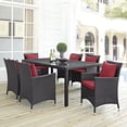 thumbnail image 1 of Modway Convene 7 Piece Outdoor Patio Dining Set in Espresso Red, 1 of 7
