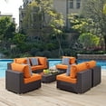 thumbnail image 1 of Modway Convene 7 Piece Outdoor Patio Sectional Set in Espresso Orange, 1 of 6