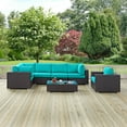 thumbnail image 1 of Modway Convene 7 Piece Outdoor Patio Sectional Set in Espresso Turquoise, 1 of 9