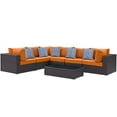 thumbnail image 1 of Modway Convene 7 Piece Outdoor Patio Sectional Set in Expresso Orange, 1 of 4