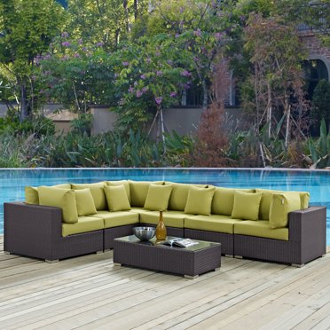 Convene Outdoor Patio Chaise Set of 6 by Modway| Espresso Red