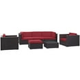 thumbnail image 1 of LexMod Convene 7 Piece Outdoor Patio Sectional Set, Espresso Red, 1 of 11