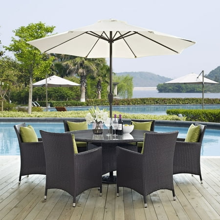Modway Convene 8 Piece Outdoor Patio Dining Set in Espresso Peridot