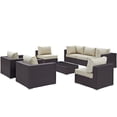 thumbnail image 1 of Modway Convene 8 Piece Outdoor Patio Sectional Set in Espresso Beige, 1 of 8