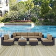thumbnail image 1 of Modway Convene 8 Piece Outdoor Patio Sectional Set in Espresso Mocha, 1 of 7
