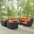 thumbnail image 1 of Modway Convene 8 Piece Outdoor Patio Sectional Set in Espresso Orange, 1 of 8