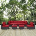 thumbnail image 1 of Modway Convene 8 Piece Outdoor Patio Sectional Set in Espresso Red, 1 of 7