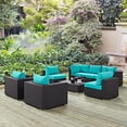 thumbnail image 1 of Modway Convene 8 Piece Outdoor Patio Sectional Set in Espresso Turquoise, 1 of 8