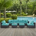 thumbnail image 1 of Modway Convene 8 Piece Outdoor Patio Sectional Set in Espresso Turquoise, 1 of 7