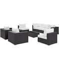 thumbnail image 1 of Modway Convene 8 Piece Outdoor Patio Sectional Set in Espresso White, 1 of 8