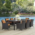 thumbnail image 1 of Modway Convene 9 Piece Outdoor Patio Dining Set in Espresso Orange, 1 of 7