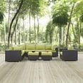 thumbnail image 1 of Modway Convene 9 Piece Outdoor Patio Sectional Set in Espresso Peridot, 1 of 6