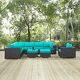 thumbnail image 1 of Modway Convene 9 Piece Outdoor Patio Sectional Set in Espresso Turquoise, 1 of 6